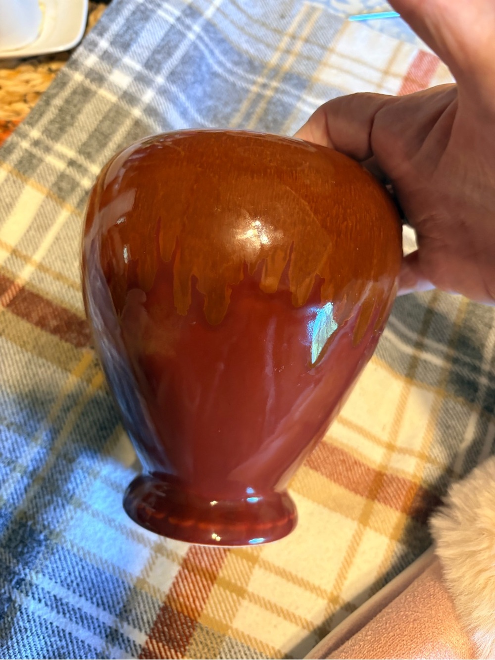 Source Unknown Rust and Amber Drip-Glazed Ceramic Vase